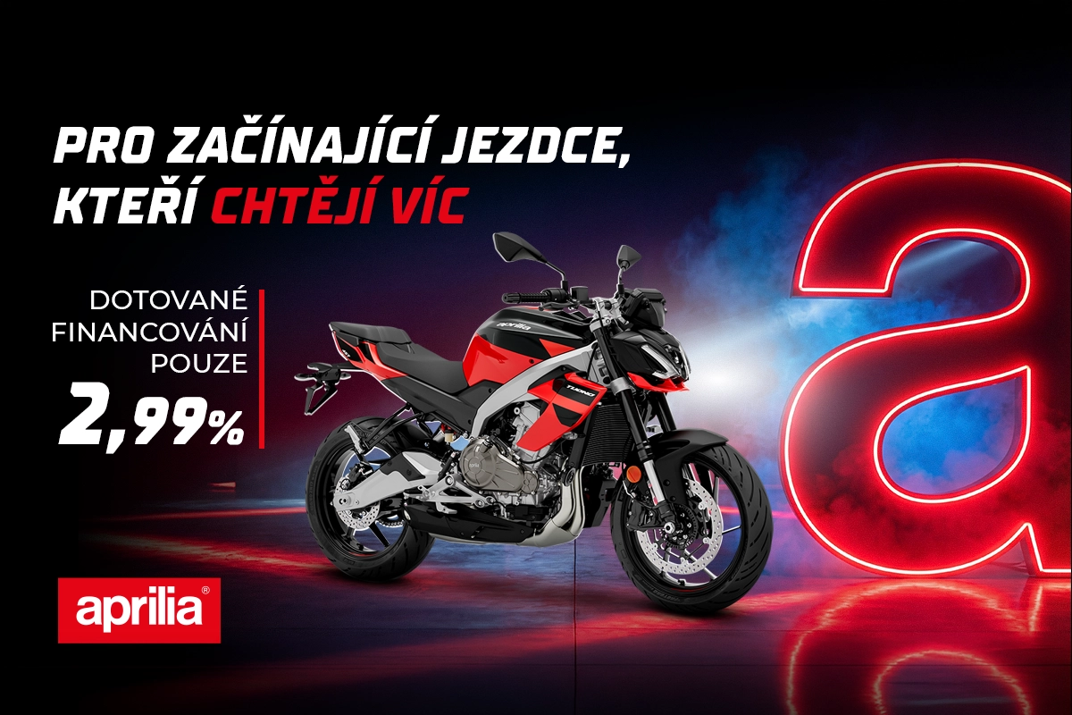 Aprilia - pro začínající jezdce, kteří chtějí víc. Dotované financování použe 2,99%.