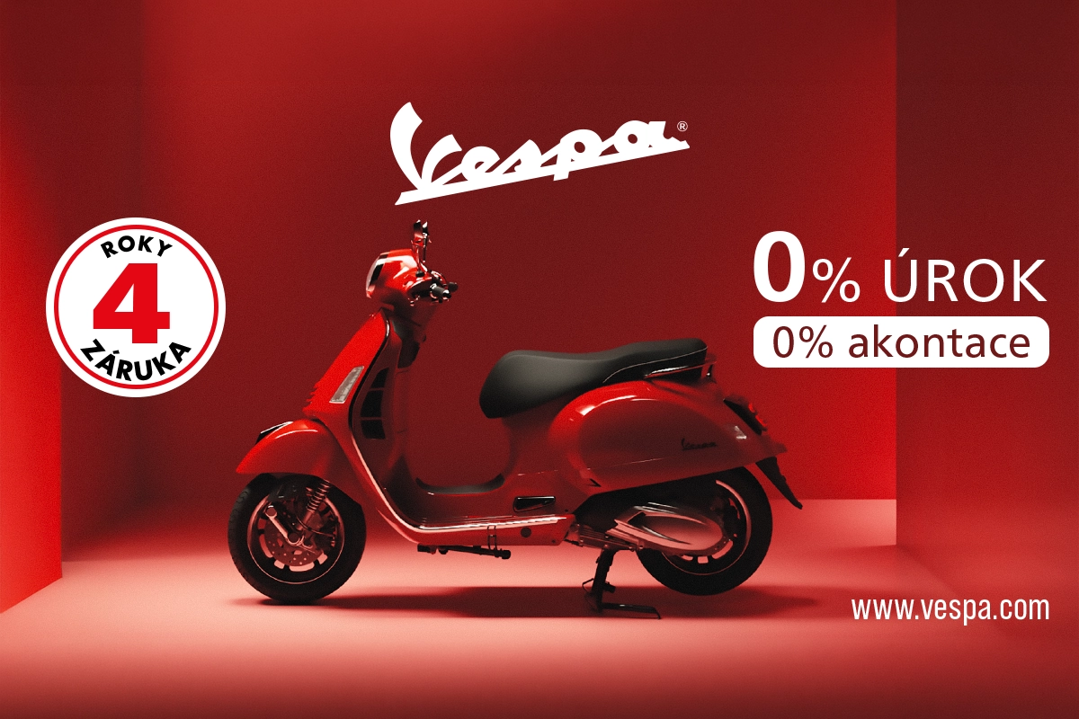 Vespa - 4 roky záruka, 0% akontace a 0% úrok.